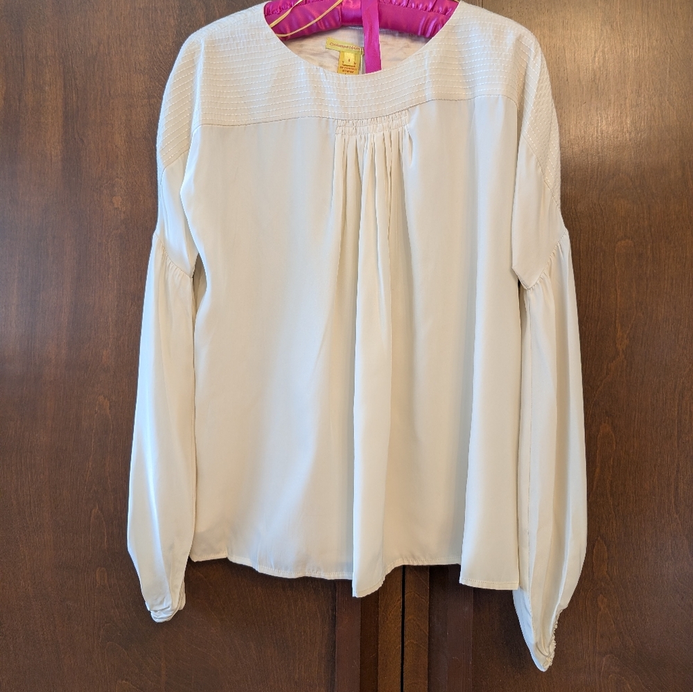 Catherine Malandrino Ivory Silk Peasant Blouse